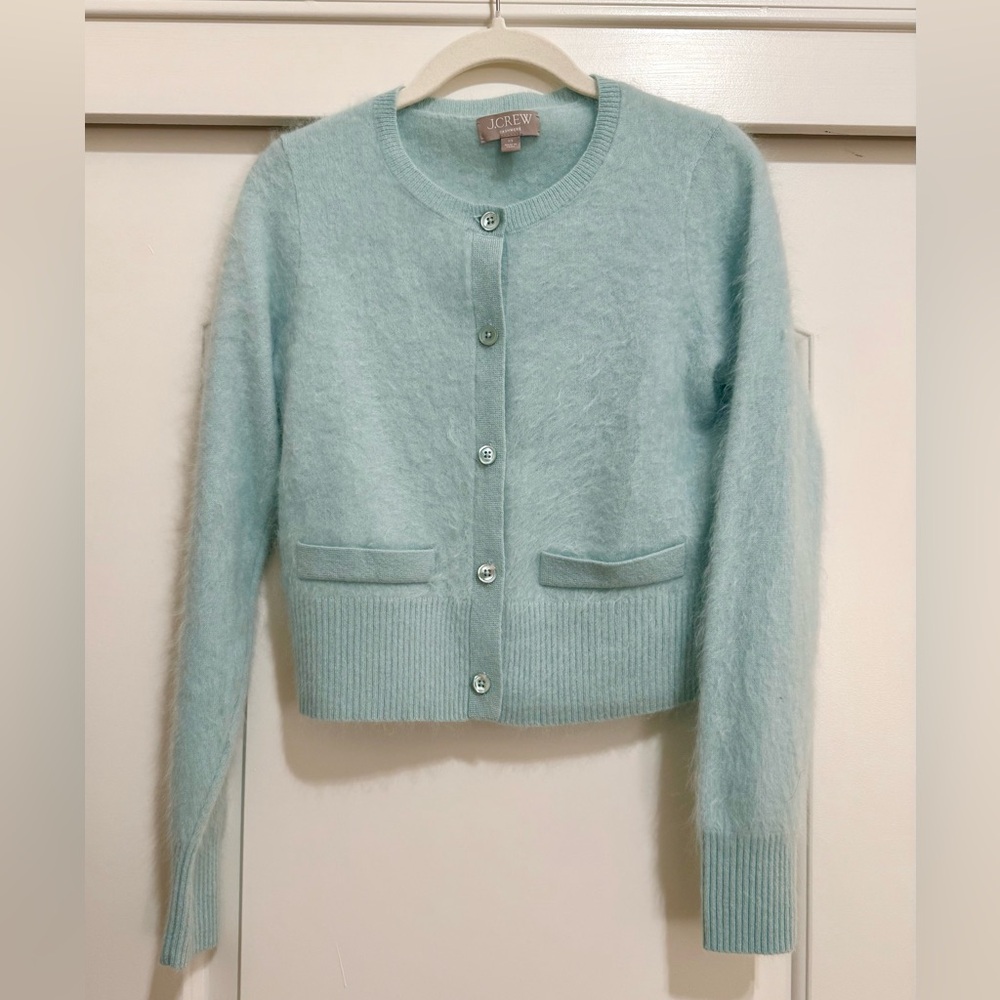 J. Crew Brushed Cashmere Blue Cardigan XS - Picture 2 of 4